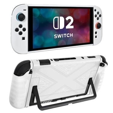 Imagem de DLseego Capa rígida protetora para Nintendo Switch 2 (2025), capa fina de TPU para Joy Con, protetores de controle JoyCon destacáveis, à prova de choque e resistente a arranhões, padrão X - Branco