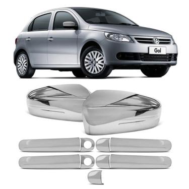 Imagem de Kit Aplique Cromado Maçaneta Retrovisor Gol G5 2008 À 2012