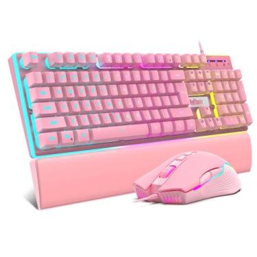 Imagem de Combinação de teclado e mouse para jogos RedThunder K10 RGB rosa