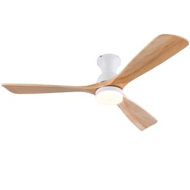 Imagem de XBIBI Ventilador de teto de perfil baixo de 132 cm com luz e controle remoto, silencioso motor CC de 6 velocidades, ventilador de teto embutido com 3 temperaturas de cor, ventiladores de teto internos