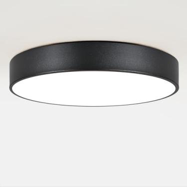 Imagem de DOTCN Luminária de teto preta com montagem embutida, 4 lâmpadas grandes perto da luz de teto, luminárias grandes de 45 cm, suporte de teto para cozinha, hall, quarto de entrada, banheiro, sala de