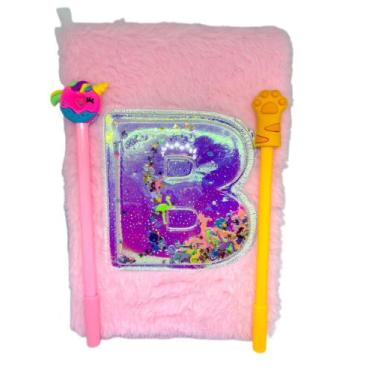 Imagem de Kit Caderno Letra colorido Pelúcia Gliter Escolar Fofo ACOMPANHA 2 Can