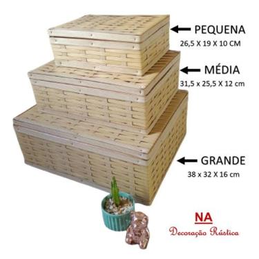 Imagem de 3 Caixa Organizadora Baú Fibra Sintética Porta Objetos Bege banana cre