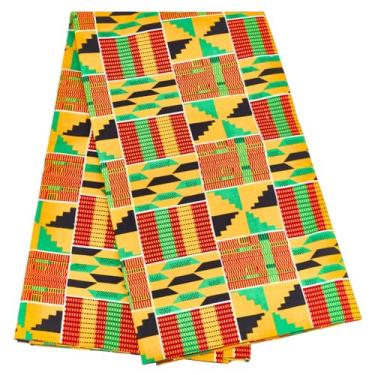 Imagem de MAYJOYDIY 6 jardas Tecido Africano Kente 43,8 polegadas Africano Ankara Impressão Tecido Tecido Tradicional Indiano Cera Tecidos para Vestidos, Camisas, Calças, Bolsas, Cortinas Toalhas de Mesa