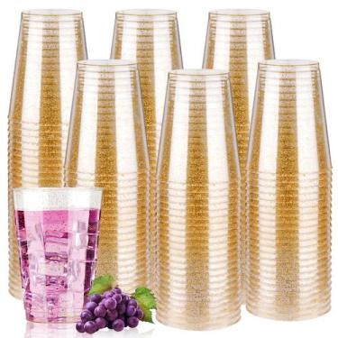 Imagem de Copos de plástico descartáveis Goodluck Gold Glitter 350 ml 200 unidad