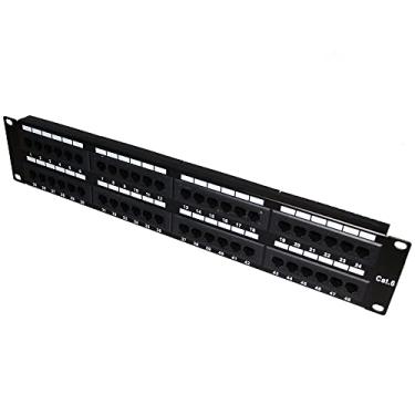 Imagem de Generic 48 portas UTP Cat 6 Patch Panel Networking RJ45 Ports45 montado em rack com braço de gerenciamento traseiro