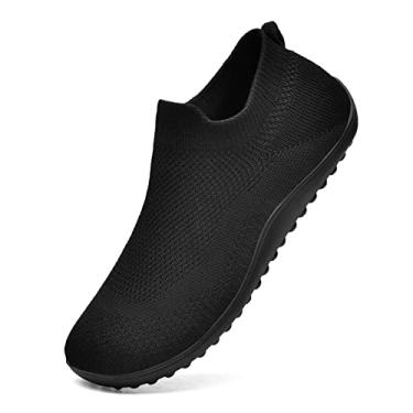 Imagem de KBZone Tênis feminino minimalista sem cadarço para caminhada confortável em forma de pé, Preto, 35