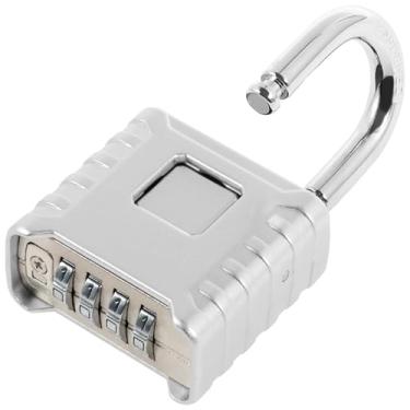 Imagem de Cadeado de combinação de 4 dígitos, cadeado externo resistente à prova de intempéries com código, combinação de cadeado redefinível, cadeado externo para armário de academia escolar, cerca, portão
