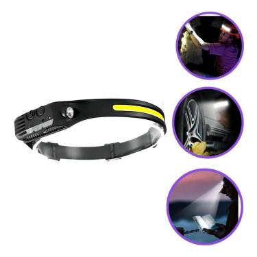 Imagem de Lanterna De Cabeça Led Recarregável Fita Ajustável Cob Usb C