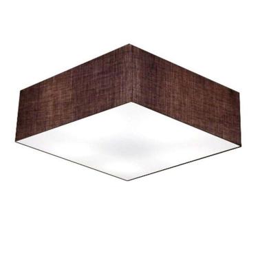 Imagem de Plafon Quadrado Vivare Md-3052 Cúpula Em Tecido 15/60x60cm - Bivolt Café 127/220v