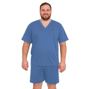Imagem de Pijama Masculino Adulto Moderno Manga Curta Gola V Quentinho Macio Con