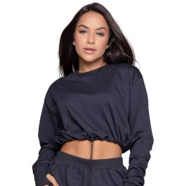 Imagem de Cropped Manga Longa Com Regulagem WLS Modas Gringa Moletinho Frio Moda
