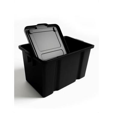 Imagem de Caixa Organizadora 65L Grande Rodinhas Multiuso c/ Tampa - Klizz, PRET