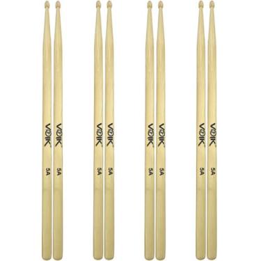 Imagem de Kit Pares de Baquetas Ponta de Madeira Maple Voik 5A, 4