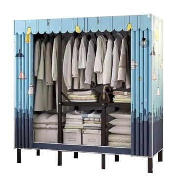 Imagem de YPDJVLTI Armário portátil armário portátil aço simples guarda-roupa armazenamento armário dobrável roupas armário para quarto guarda-roupa 80 cm/120 cm guarda-roupa armário espaçoso