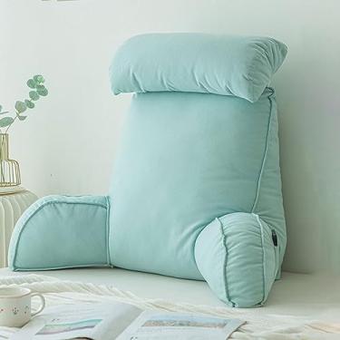 Imagem de Travesseiro premium grande para leitura e TV, almofadas de encosto multifuncionais para sofá e cabeceira almofada de encosto almofada de apoio para as costas com descanso de braço para leitura e