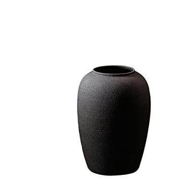 Imagem de CUTPOIY Vaso preto grande, vaso decorativo para uso ao ar livre, pátio, vintage, argila, vasos, altura: 40/50/60 cm (28 * 40 cm)