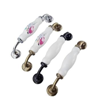 Imagem de CXYFQUUK Puxador de cerâmica para móveis puxadores de gaveta de porta deslizante guarda-roupa armários de cozinha armário cômoda puxadores push pull 2 peças (32 mm)