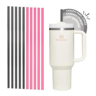 Imagem de Kit 5 Canudo Preto + 5 Pink Plastico Reutilizavel 31Cm Copão - Db