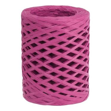 Imagem de Fita de ráfia 100 metros, 1 rolo de cordão de papel de embalagem natural para caixa de crochê, artesanato, decoração de férias, vermelho claro