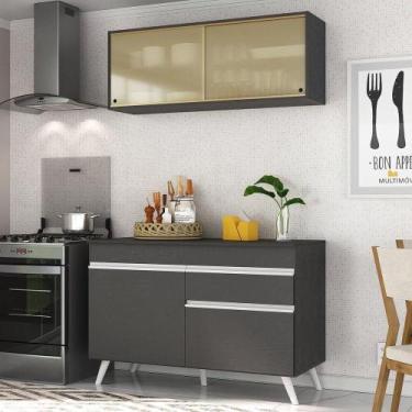 Imagem de Armário De Cozinha Compacta 2 Peças Preto - MULTIMOVEIS