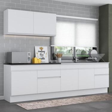 Imagem de Armário De Cozinha Compacta Com Rodapé Branco - MULTIMOVEIS