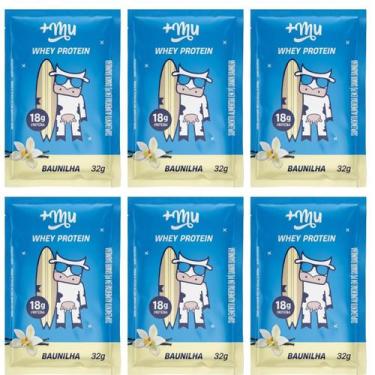 Imagem de Kit 6 whey protein concentrado sache baunilha 20g de proteina 37g +mu 
