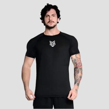 Imagem de Camiseta Tshirt Dry Perfomance Black Lobo Geometrico - Alpha Co Tamanho:P;Cor:-Masculino