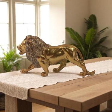 Imagem de Escultura Decorativa Leão em Resina Estátua Realista para Sala Escritó