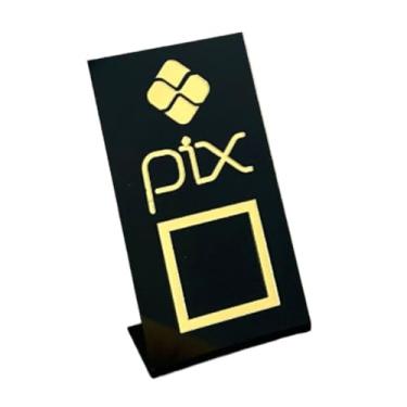 Imagem de Placa Pix Pagamento QrCode De Mesa Balcão c/base - Acrílico(Preto)