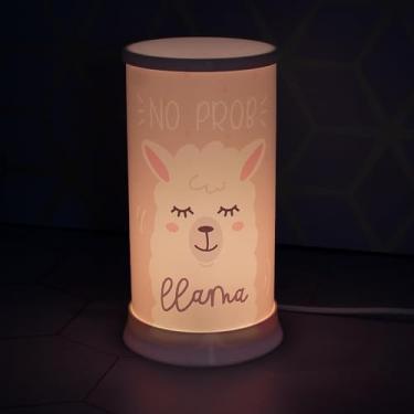 Imagem de Luminária Decorativa Infantil No Prob Lhama, Abajur LED de Mesa com Design Fofo, Base Cilíndrica, Luz Noturna para Quarto