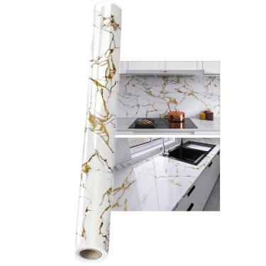 Imagem de Papel de Parede Adesivo Autocolante Marmore Obra Construçao Reforma Envelopamento Banheiro Casa Cozinha Quarto Moveis