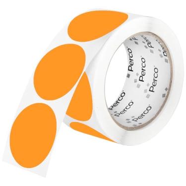Imagem de Perco Etiquetas adesivas redondas perfuradas de 5 cm laranja fluorescente — 250 adesivos redondos por rolo — com adesivo permanente para organização, codificação de cores, etiquetagem de caixote e
