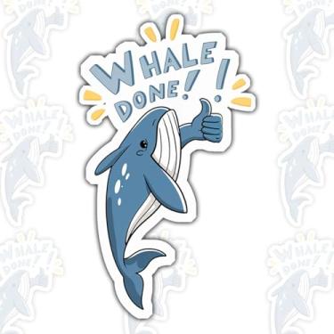 Imagem de Adesivo Whale Done (3 peças) - Decalque de vinil impermeável, citação inspiradora positiva, adesivos de animais marinhos do oceano para garrafa de água, laptop, carro, copo, telefone, capacete 7,6 x