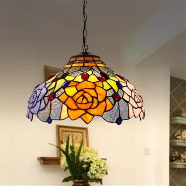 Imagem de Luminária pendente contemporânea de luxo em vidro colorido com LED, estilo retrô americano, ideal para sala de estar, restaurante, quarto, hotel, casa de campo, corredor, café, bar ou escada