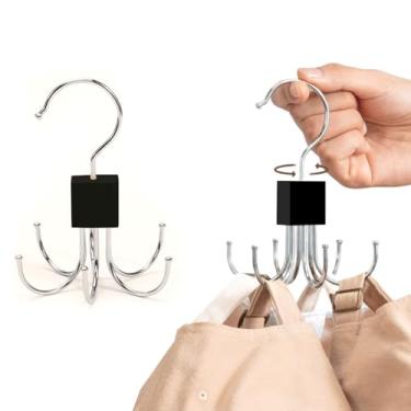 Imagem de Cabide multifuncional – design giratório e dobrável de 360° com capacidade de armazenamento de 18 graus, organizador de armário para sutiãs, blusas, cachecóis e acessórios (preto)