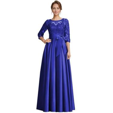 Imagem de Vestido raomiao Satin Mother of The Bride Azul Royal Tamanho 14