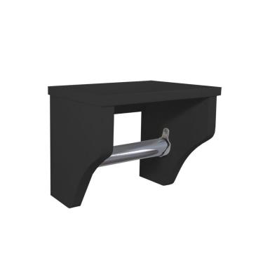 Imagem de Porta Papel Higiênico Acessório Para Banheiro Papeleira Suporte De Parede Preto Laca