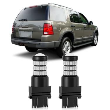 Imagem de MEALAM Lâmpadas LED vermelho brilhante 3157 4157 3057 4057 compatíveis com luzes de freio Ford 2002-2010 Explorer e luzes traseiras Explorer 2002-2005, pacote com 2