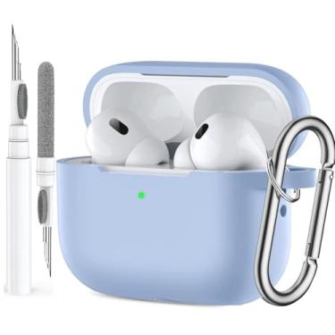 Imagem de Capa para Airpods Pro 2/1 geração para homens, mulheres e meninas, compatível com Airpods Pro 2ª/1ª geração, capa protetora de silicone macio Apple iPod Pro Gen com caneta limpador de chaveiro, azul