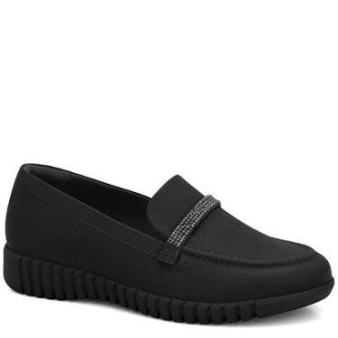 Imagem de Mocassim Comfortflex Couro Strass Feminino-Feminino