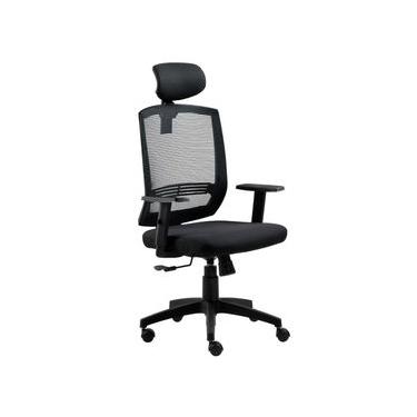 Imagem de Cadeira para Escritório Presidente Giratória Ergonômica New Opus Roal Preto Encosto em...