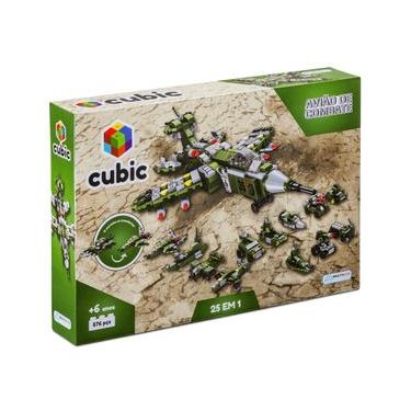 Imagem de Blocos de Montar Cubic 25 em 1 Avião de Combate 576 Peças Multikids - BR1620 BR1620