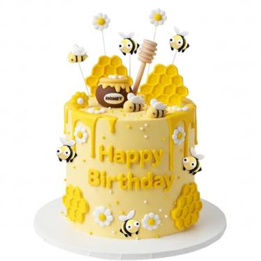 Imagem de Knana 19Pcs Bee Cake Topper Bee Honeycomb Cake Decorations Honey Bee Theme Baby Shower Birthday Party Decoration Supplies