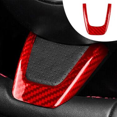 Imagem de FINMOKAL Capa de acabamento para volante de fibra de carbono compatível com Fiat 500 / Abarth 595 2012-2015 (vermelho)