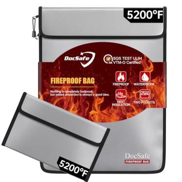 Imagem de DocSafe Bolsa de documentos à prova de fogo (2,871.1 °C) com organizador à prova de fogo, isolamento térmico resistente à água e fogo 8 camadas, armazenamento seguro para documentos importantes