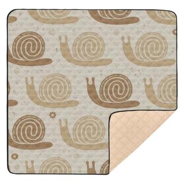 Imagem de Qilmy Tapete fofo de caracol para bebês 127 x 127 cm, macio à prova d'água para bebês e crianças, antiderrapante, lavável, cercadinho
