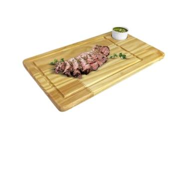 Imagem de Tábua para Churrasco com Bandeja de Alumínio e Porta-Molhos - Prática e Fácil de Limpar (Madeira Pinus - Sem Bandeja)