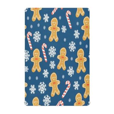 Imagem de JUZIHAI Lençol com elástico para berço 99 x 68,5 cm, fofo, de Natal, pão de gengibre, macio, respirável, elástico para meninos e meninas, lençol de brincar para berço padrão e cama de criança pequena