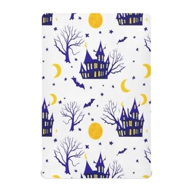 Imagem de JUZIHAI Lençol de berço de Halloween para meninos e meninas, capa de colchão macio elástico respirável para berço padrão e cama infantil, 132 x 71 cm